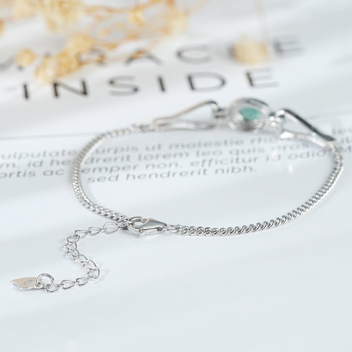 Fashion S925 Silver Emerald Bracelet With Synthetic Zirconia