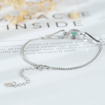 Fashion S925 Silver Emerald Bracelet With Synthetic Zirconia