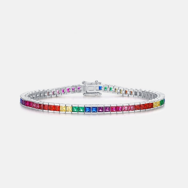 New Rainbow Zircon Bracelet Female S925 Silver