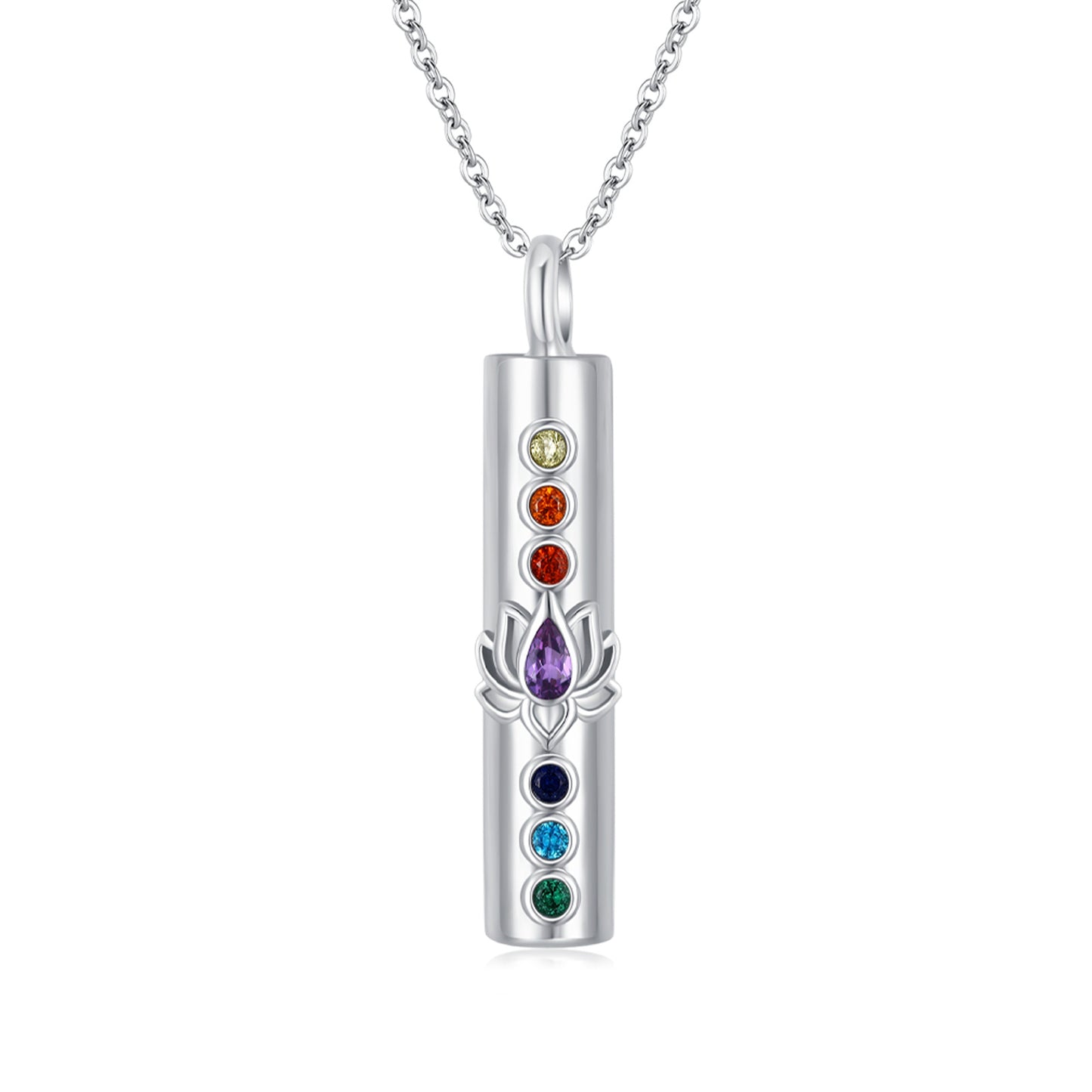 Collares de urna de chakras con flor de loto para cenizas, joyería de cremación S925, regalo para mujeres y niñas