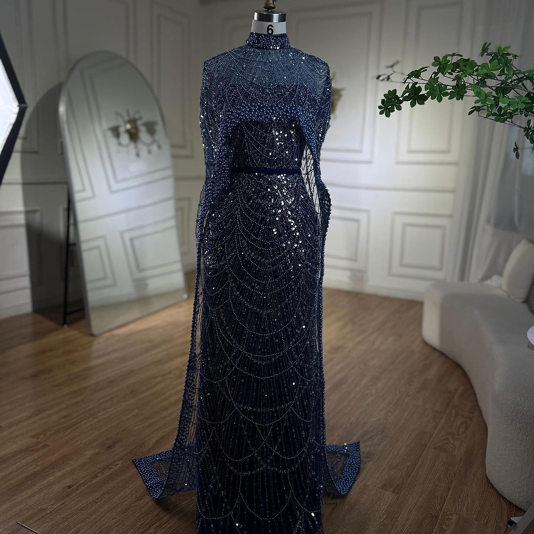 Robe de soirée de luxe légère et légère avec perles