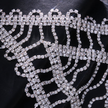 Exaggerated Layered Rhinestone Buckle Chest Chain