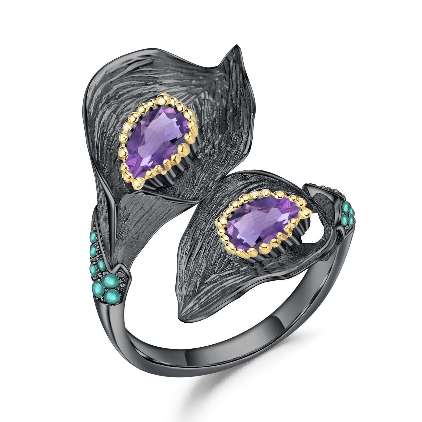 Exquisite Flower Shape Amethyst Suit Craft 925 Silver Plated