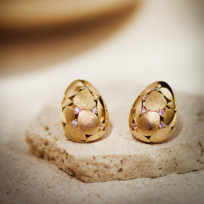 Small Golden Egg Ear Retro Affordable Luxury Fashionable And Versatile Earrings