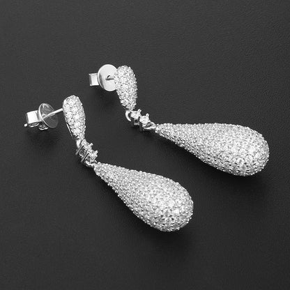 Long 925 Silver Water Drop-shaped Earrings