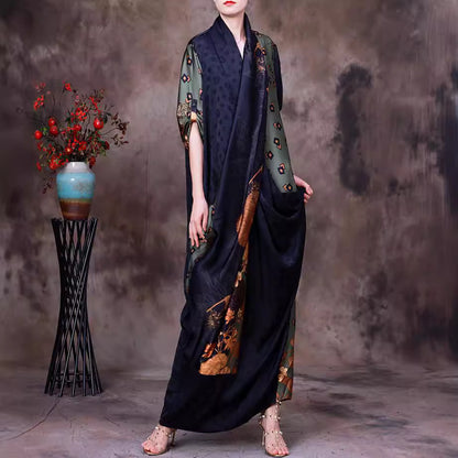 Personality Stitching Slim-fit Silk Dress