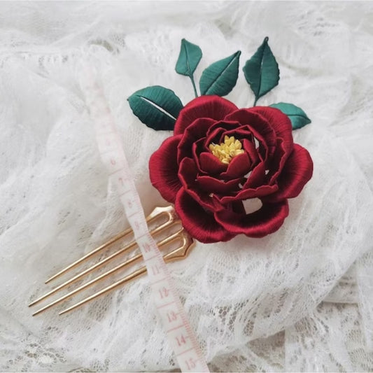 Rose Flower-wrapped Hairpin Finished Product