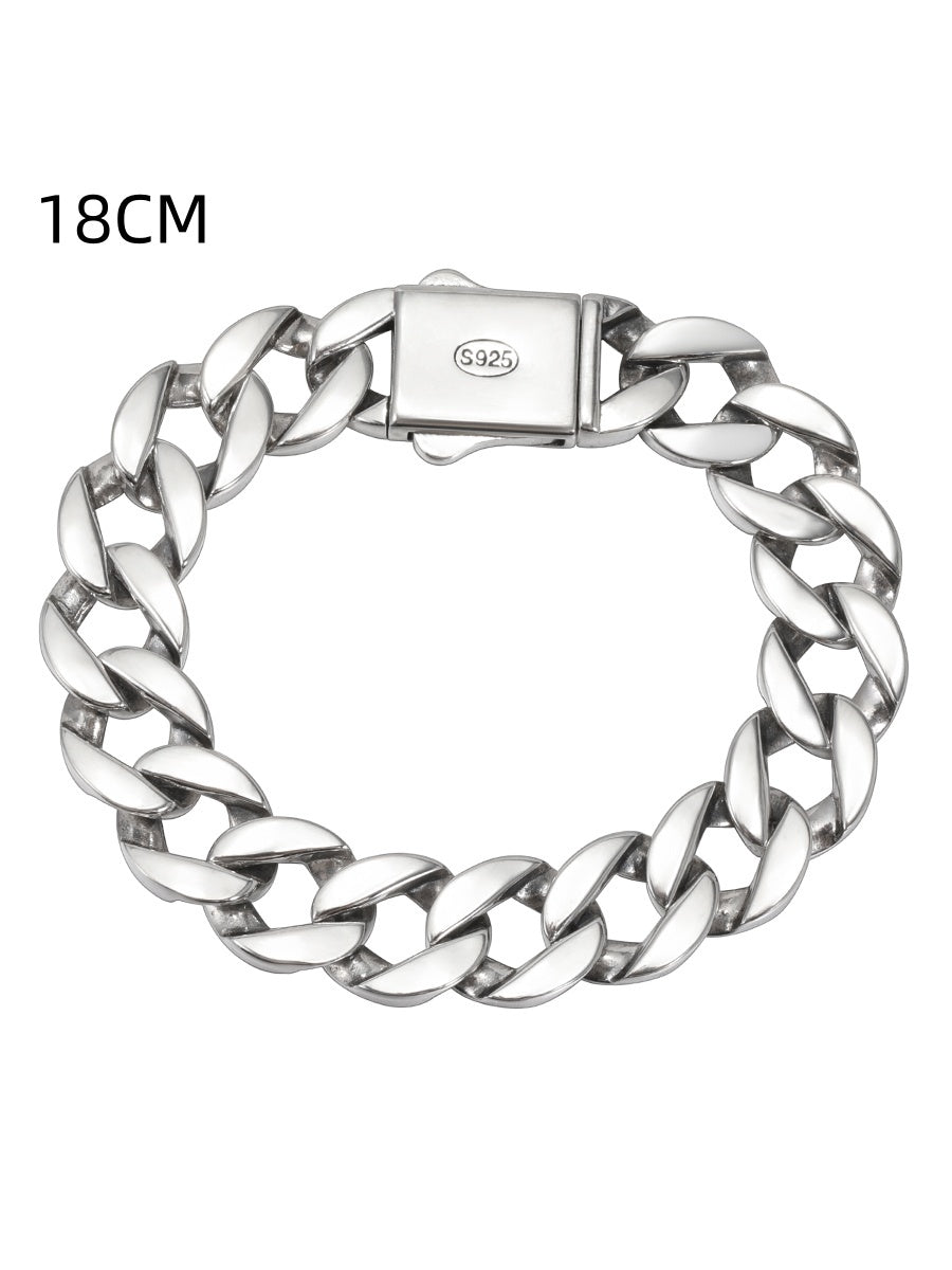 Bracelet cubain en argent sterling S925 de 13 mm d'épaisseur