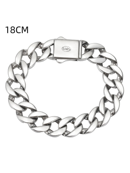 Pulsera cubana de plata esterlina S925 de 13 mm de grosor