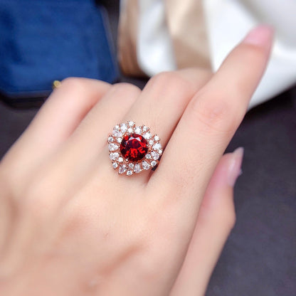 Natural Mozambique Garnet Set Garnet Ring