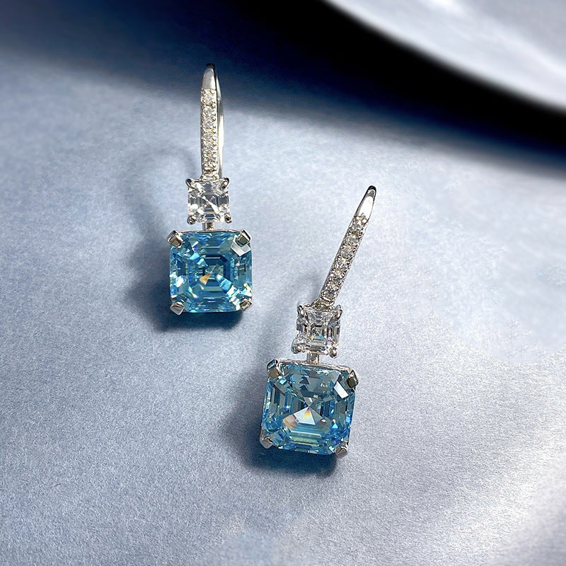 Square Pagoda High Carbon Rhinestone Earrings