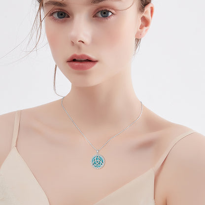 Collier celtique en argent sterling 925 avec pendentif en forme de nœud de la Trinité en turquoise véritable, bijoux irlandais porte-bonheur, cadeaux pour femmes