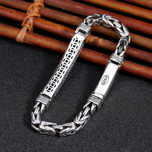 Retro Fashion Peace Pattern Men's Bracelet Thick Style