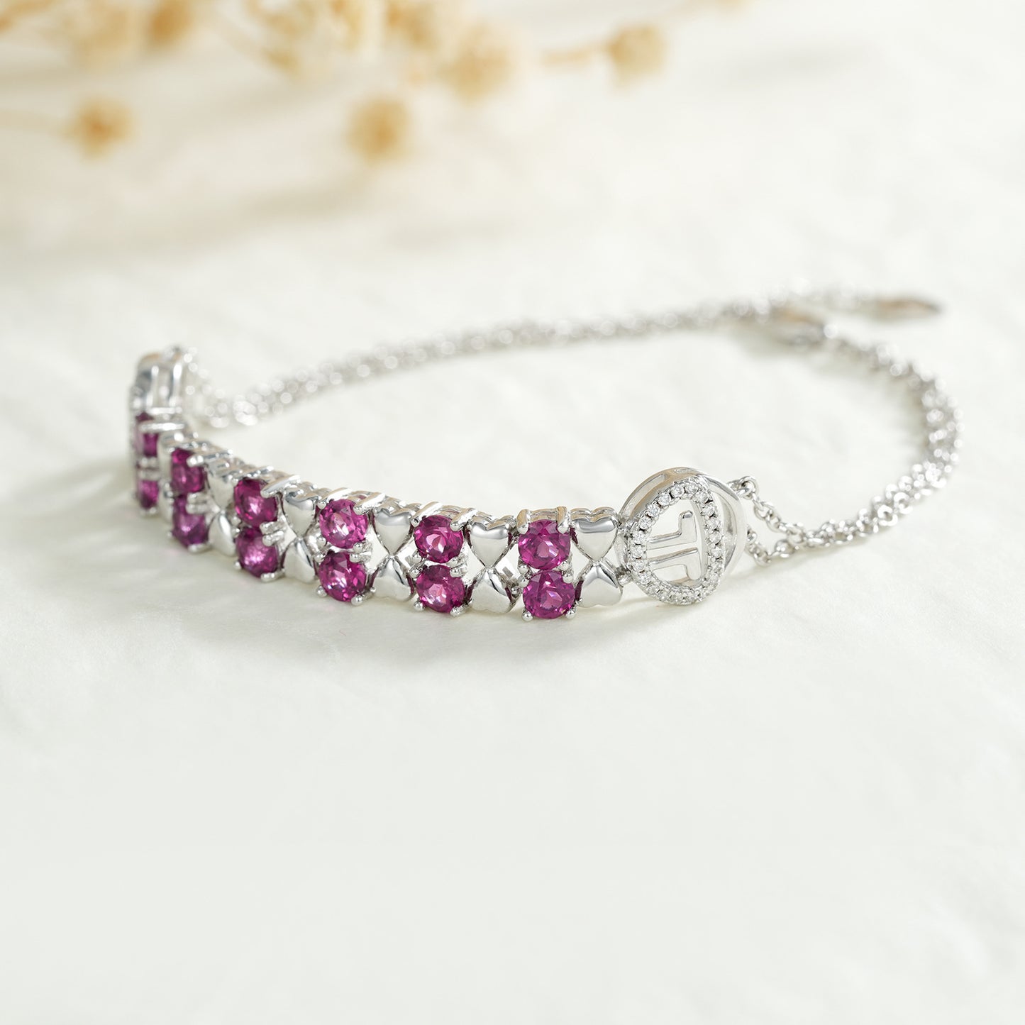 Pulsera de plata de ley S925 con granate morado para mujer, joyería de lujo ligera con circonitas a la moda