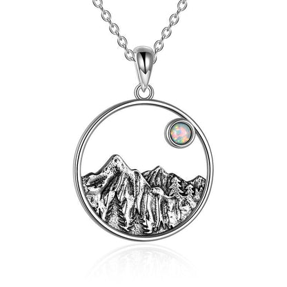 Collier de montagne en argent sterling 925 avec opale synthétique