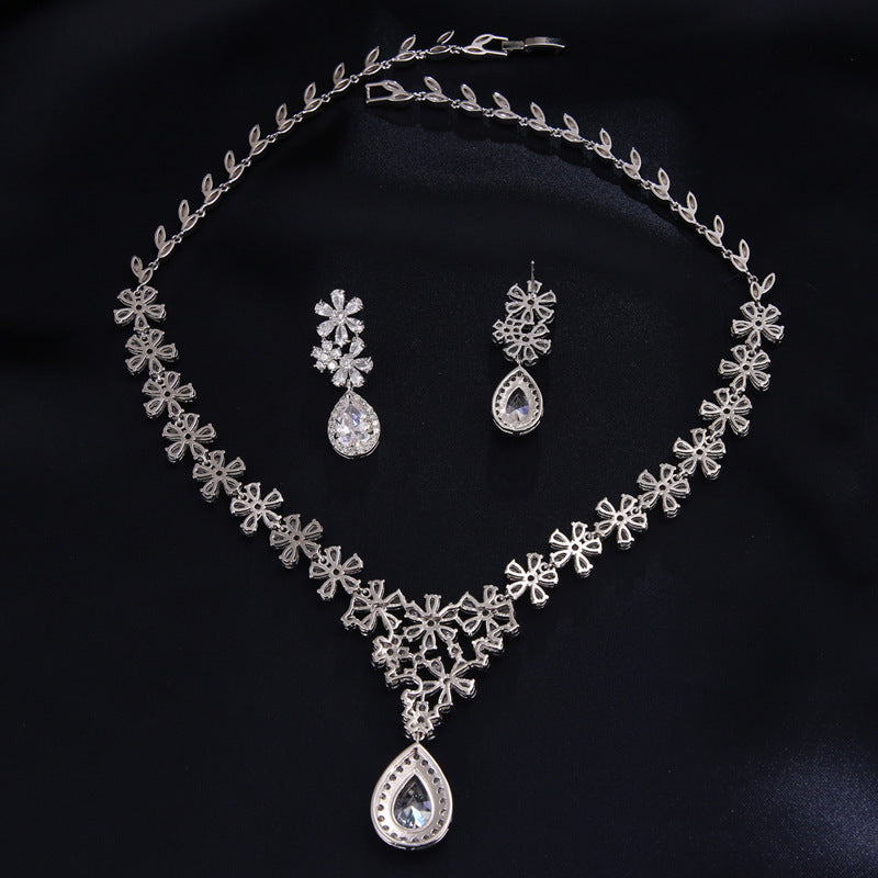 Crystal Earring Necklace Two Piece Set