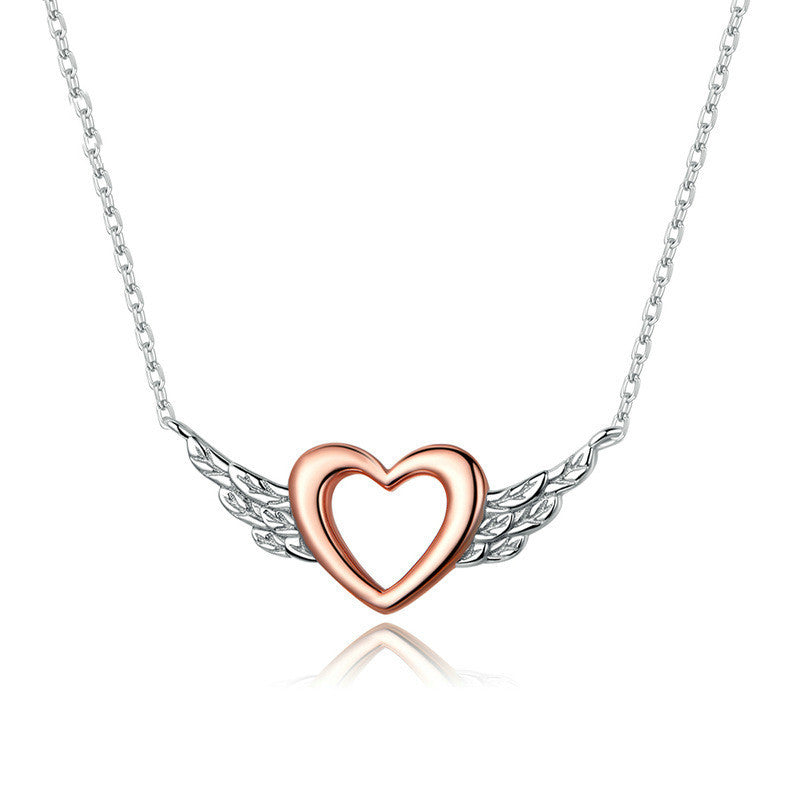 Silver Charm Original Love Wings Rose Gold Plated Necklace Ins Creative Niche Design Sense Clavicle Chain