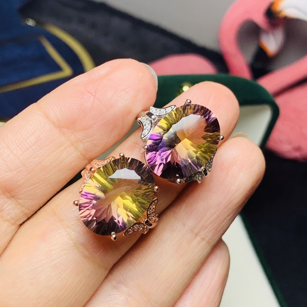 Colored Gems Jewelry Gorgeous Ametrine 925 Silver Ring