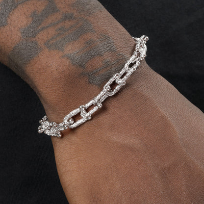 Bracelet texturé en argent sterling S925 en forme de U