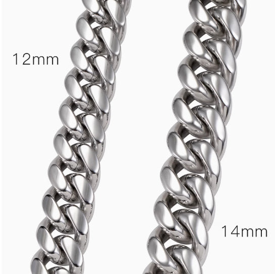 Men's Cuban Link Chain Titanium Steel Silver