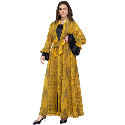 Middle East Muslim Evening Ruffle Sleeve Two-piece Suit Dress