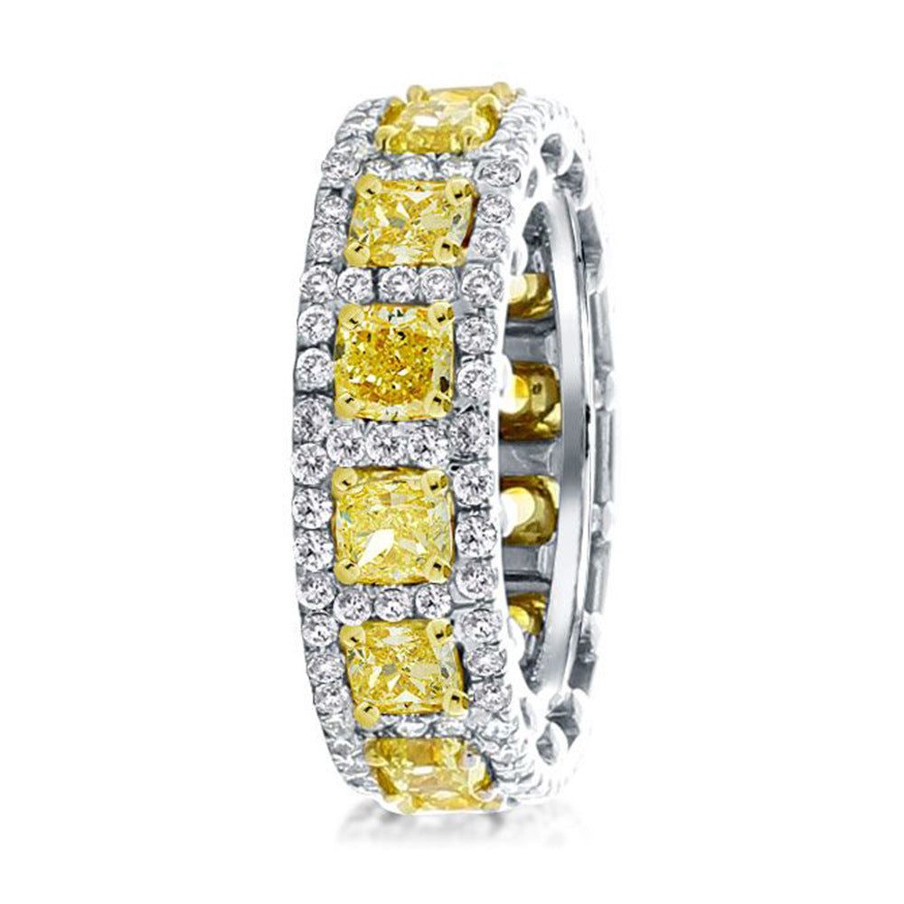 925 Silver Gold Plated Yellow Diamond High Carbon Diamond Ring