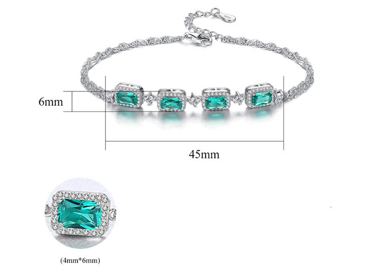 S925 silver fashion emerald ladies bracelet jewelry