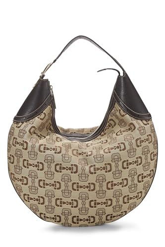 Gucci, Pre-Loved Brown Horsebit Canvas Hobo, Brown