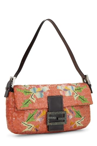 Fendi, Pre-Loved Orange Sequin Baguette, Orange