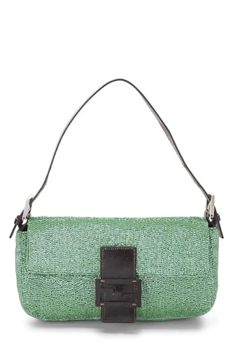 Fendi, Pre-Loved Green Beaded Baguette, Green