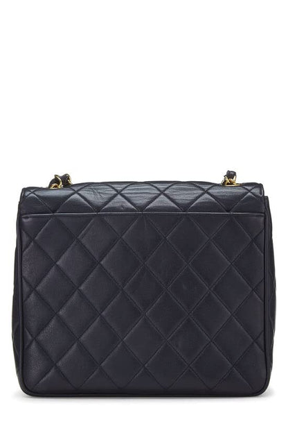 CHANEL, Pre-Loved Navy Quilted Lambskin Square Flap Medium, Navy