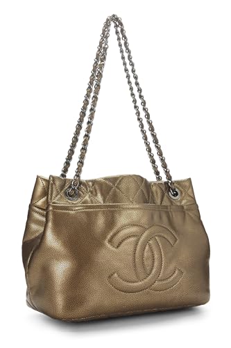 Chanel, sac cabas souple Timeless 'CC' Gold Caviar Medium d'occasion, doré