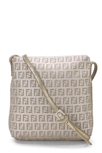 Fendi, sac messager tubulaire en toile Zucchino Lurex doré d'occasion, petit modèle, doré