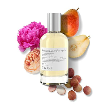 Twist - Rosa Lina No. 58 - Eau De Parfum Inspired by Perfume De Marly Delina, Long-Lasting Perfume For Women, Paraben Free, Vegan, Clean Ingredients, Fragrance - Spray 100 ml | 3.4 fl. oz.