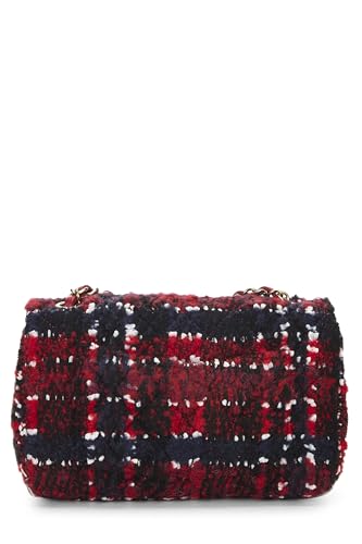 Chanel, Mini sac à rabat rectangulaire en tweed matelassé rouge d'occasion, rouge