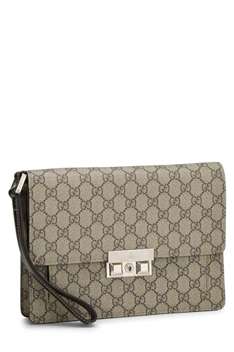 Gucci, pochette en toile GG Supreme d'origine d'occasion, marron