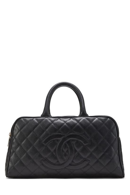 CHANEL, Pre-Loved Black Quilted Caviar Bowler, Black