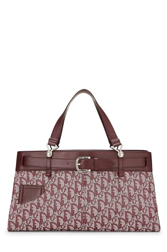 Dior, sac fourre-tout en toile Trotter Burgundy d'occasion, bordeaux