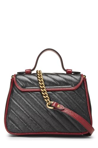 Gucci, Bolso con asa superior Torchon GG Marmont de cuero negro Pre-Loved, Negro