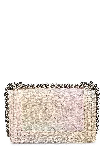 Chanel, Pre-Loved Rainbow Quilted Caviar Boy Bag Small, Pink