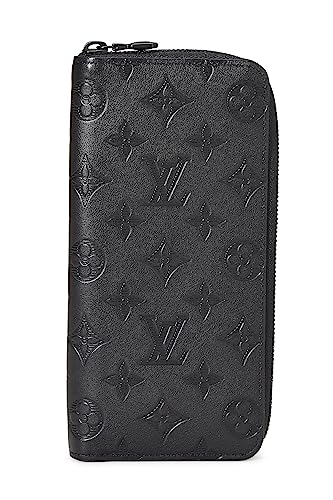 Louis Vuitton, portefeuille vertical zippé Shadow Monogram noir d'occasion, noir