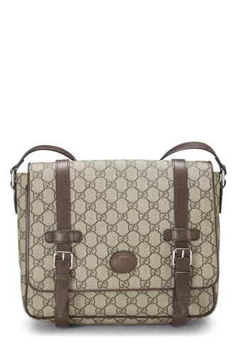 Gucci, sac messager en toile GG Supreme d'origine d'occasion, marron