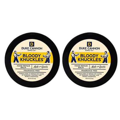 Duke Cannon Bloody Knuckles Hand Repair Balm - Unscented Moisturizer for Hardworking Hands | Lanolin Formula | Repair and Revitalize Dry, Cracked Skin | Ideal for Workers and Fighters (2 Pack)