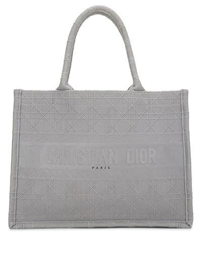 Dior, Bolso tipo libro mediano de lona gris Pre-Loved, Gris