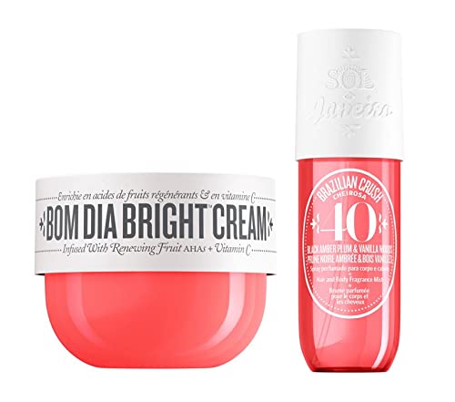 SOL DE JANEIRO Bom Dia Bright Body Cream à la vitamine C, 240 ml avec coffret cadeau Cheirosa '40 Hair &amp; Body Fragrance Mist 240 ml