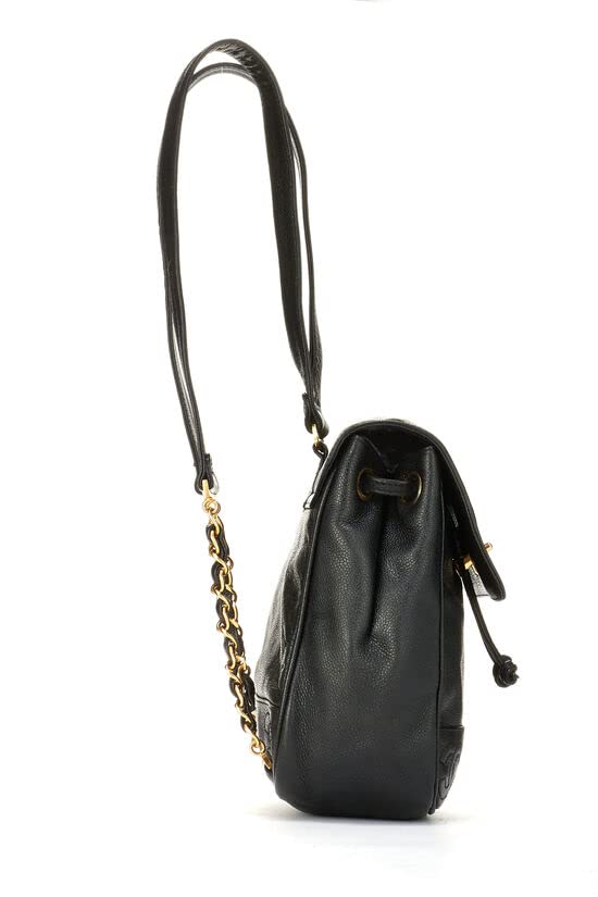 CHANEL, Mochila mediana Pre-Loved Black Caviar 3 'CC', Negro