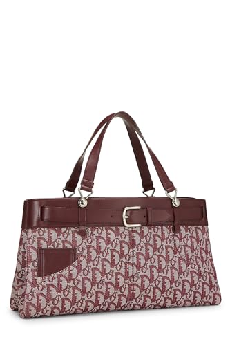 Dior, sac fourre-tout en toile Trotter Burgundy d'occasion, bordeaux