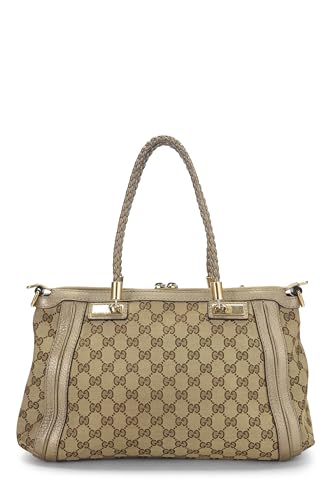 Gucci, Bolso tote Bella de lona GG original dorado Pre-Loved, Dorado