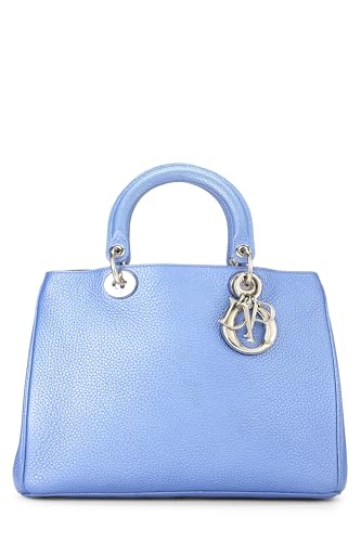 Dior, Pre-Loved Blue Metallic Leather Diorissimo Medium, Blue