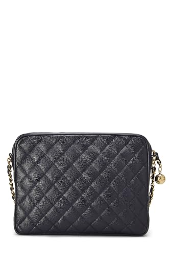 Chanel, Pre-Loved Navy Quilted Caviar Pocket Camera Bag Large, Navy